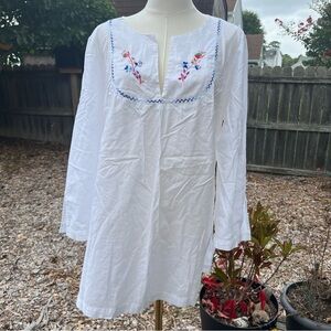 Aerie Embroidered White Tunic Longsleeve